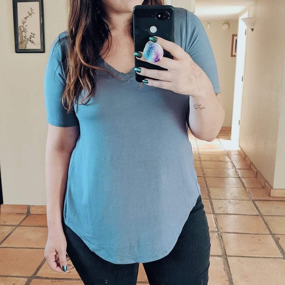 Steel Blue V-Neck Tee